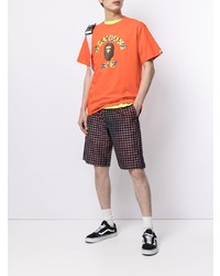 orange bedrucktes T-Shirt mit einem Rundhalsausschnitt von A Bathing Ape