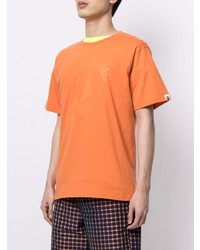 orange bedrucktes T-Shirt mit einem Rundhalsausschnitt von A Bathing Ape