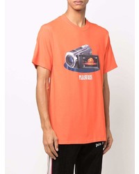 orange bedrucktes T-Shirt mit einem Rundhalsausschnitt von Pleasures