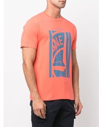 orange bedrucktes T-Shirt mit einem Rundhalsausschnitt von Stone Island