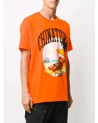 orange bedrucktes T-Shirt mit einem Rundhalsausschnitt von Chinatown Market