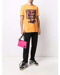 orange bedrucktes T-Shirt mit einem Rundhalsausschnitt von Moschino