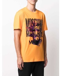 orange bedrucktes T-Shirt mit einem Rundhalsausschnitt von Moschino