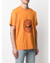 orange bedrucktes T-Shirt mit einem Rundhalsausschnitt von Burberry