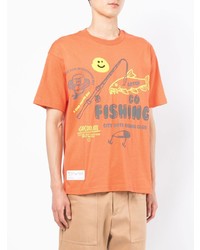 orange bedrucktes T-Shirt mit einem Rundhalsausschnitt von Chocoolate