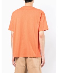 orange bedrucktes T-Shirt mit einem Rundhalsausschnitt von Chocoolate