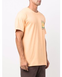 orange bedrucktes T-Shirt mit einem Rundhalsausschnitt von Stussy