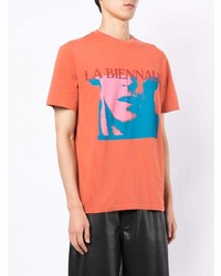 orange bedrucktes T-Shirt mit einem Rundhalsausschnitt von Paul Smith