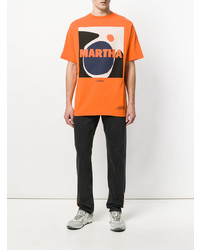 orange bedrucktes T-Shirt mit einem Rundhalsausschnitt von Heron Preston