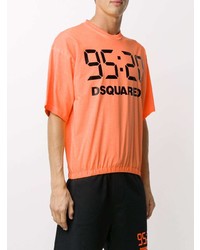 orange bedrucktes T-Shirt mit einem Rundhalsausschnitt von DSQUARED2