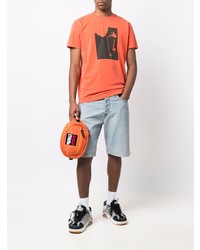 orange bedrucktes T-Shirt mit einem Rundhalsausschnitt von Diesel