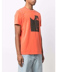 orange bedrucktes T-Shirt mit einem Rundhalsausschnitt von Diesel