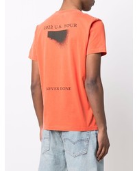 orange bedrucktes T-Shirt mit einem Rundhalsausschnitt von Diesel