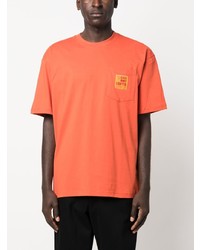 orange bedrucktes T-Shirt mit einem Rundhalsausschnitt von MARKET