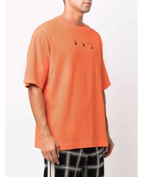 orange bedrucktes T-Shirt mit einem Rundhalsausschnitt von Off-White