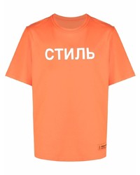 orange bedrucktes T-Shirt mit einem Rundhalsausschnitt von Heron Preston