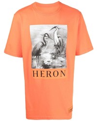 orange bedrucktes T-Shirt mit einem Rundhalsausschnitt von Heron Preston