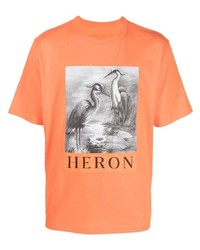 orange bedrucktes T-Shirt mit einem Rundhalsausschnitt von Heron Preston