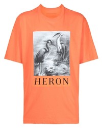 orange bedrucktes T-Shirt mit einem Rundhalsausschnitt von Heron Preston