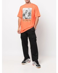 orange bedrucktes T-Shirt mit einem Rundhalsausschnitt von Heron Preston