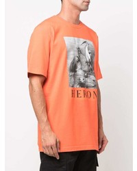 orange bedrucktes T-Shirt mit einem Rundhalsausschnitt von Heron Preston