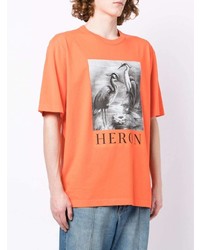 orange bedrucktes T-Shirt mit einem Rundhalsausschnitt von Heron Preston