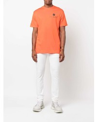 orange bedrucktes T-Shirt mit einem Rundhalsausschnitt von Philipp Plein