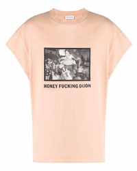 orange bedrucktes T-Shirt mit einem Rundhalsausschnitt von Honey Fucking Dijon