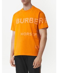 orange bedrucktes T-Shirt mit einem Rundhalsausschnitt von Burberry