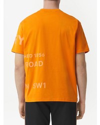 orange bedrucktes T-Shirt mit einem Rundhalsausschnitt von Burberry