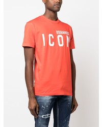 orange bedrucktes T-Shirt mit einem Rundhalsausschnitt von DSQUARED2