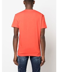 orange bedrucktes T-Shirt mit einem Rundhalsausschnitt von DSQUARED2