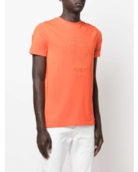 orange bedrucktes T-Shirt mit einem Rundhalsausschnitt von Karl Lagerfeld