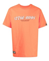 orange bedrucktes T-Shirt mit einem Rundhalsausschnitt von Izzue