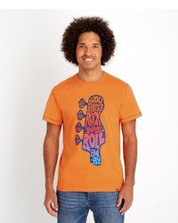 orange bedrucktes T-Shirt mit einem Rundhalsausschnitt von Joe Browns