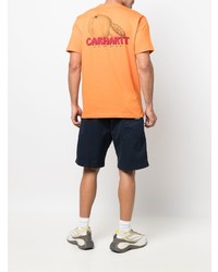 orange bedrucktes T-Shirt mit einem Rundhalsausschnitt von Carhartt WIP