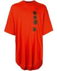 orange bedrucktes T-Shirt mit einem Rundhalsausschnitt von Julius