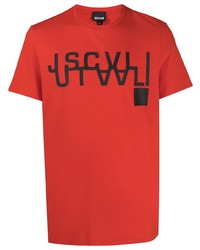 orange bedrucktes T-Shirt mit einem Rundhalsausschnitt von Just Cavalli
