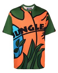orange bedrucktes T-Shirt mit einem Rundhalsausschnitt von Just Don