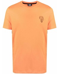 orange bedrucktes T-Shirt mit einem Rundhalsausschnitt von Karl Lagerfeld