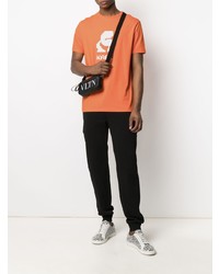 orange bedrucktes T-Shirt mit einem Rundhalsausschnitt von Karl Lagerfeld