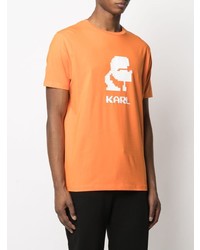 orange bedrucktes T-Shirt mit einem Rundhalsausschnitt von Karl Lagerfeld