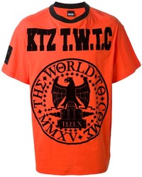 orange bedrucktes T-Shirt mit einem Rundhalsausschnitt von Kokon To Zai