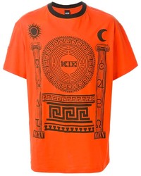 orange bedrucktes T-Shirt mit einem Rundhalsausschnitt von Kokon To Zai