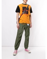 orange bedrucktes T-Shirt mit einem Rundhalsausschnitt von Maison Mihara Yasuhiro