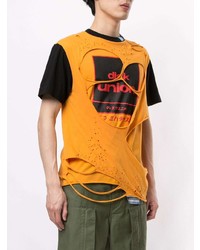 orange bedrucktes T-Shirt mit einem Rundhalsausschnitt von Maison Mihara Yasuhiro