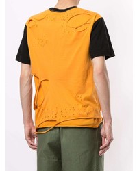 orange bedrucktes T-Shirt mit einem Rundhalsausschnitt von Maison Mihara Yasuhiro