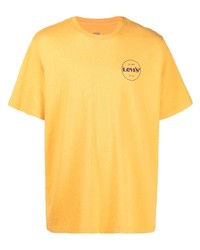 orange bedrucktes T-Shirt mit einem Rundhalsausschnitt von Levi's