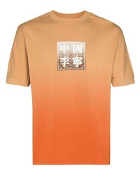 orange bedrucktes T-Shirt mit einem Rundhalsausschnitt von Li-Ning