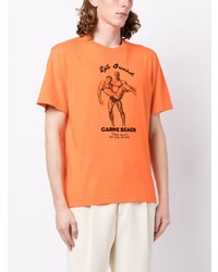 orange bedrucktes T-Shirt mit einem Rundhalsausschnitt von Carne Bollente